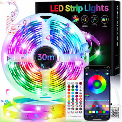Rayofi LED strip 30 meter -2×15m - Smart App en IR Afstandsbediening –16 Miljoen Kleur lights – One Key Muziek Sync – Zelfklevend