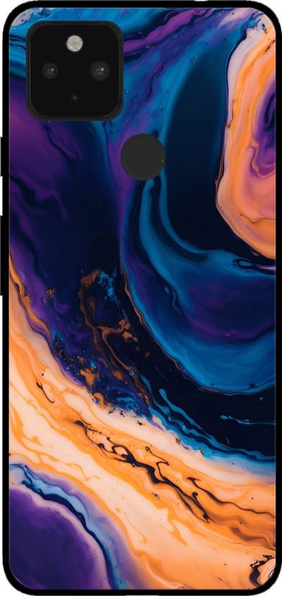 Smartphonica Telefoonhoesje voor Google Pixel 4A 5G met marmer opdruk - TPU backcover case marble design - Blauw geschikt voor Google Pixel 4A 5G