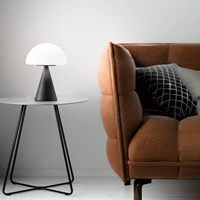 Fabas Luce LED tafellamp Blip, zwart/wit, glas, CCT, touchdimmer