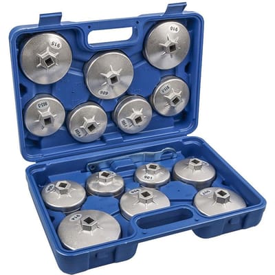 15 stuks Oliefilter Dop Sleutel Socket Set Auto Handmatige Verwijderaar Gereedschapskit 12 inch 12,5 mm Vierkante Aandrijving Auto veelkleurig