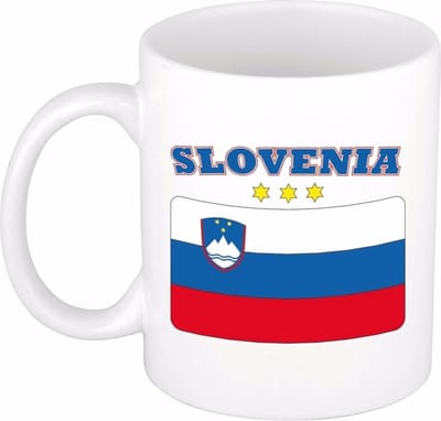 Bellatio Decorations koffie mok - Slovenie - vlag print - 300 ml - wit - keramiek - Supporters fan artikelen - Landen beker