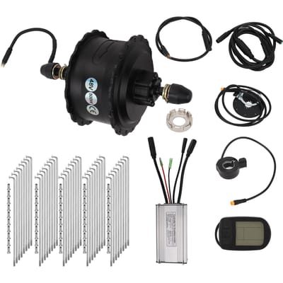 48V 500W Naafmotor Kit Waterdichte Connector Elektrische Fiets Conversie Kit met Controller voor Sneeuwfiets 20 Inch black