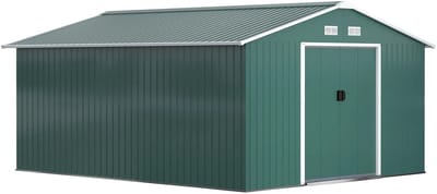 Fietsberging - Fietsenhok - Stalling - Tuinschuur - Huis - Overdekt - Staal - Donkergroen - Scooter - Fiets