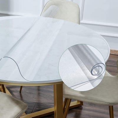 Tafelhoes Protector - Bureau Onderlegger - Tafel Beschermen - Geurloos PVC - 112 cm Rond - Mat Transparant