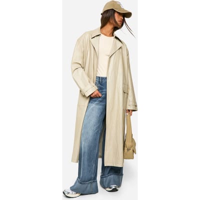 boohoo Dames Vintage look nepleren trenchcoat | Stone | Maat: 8