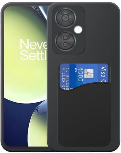 Geschikt voor OnePlus Nord CE 3 Telefoonhoesje met Siliconen Pasjeshouder - Flexible Back Cover Case Siliconen TPU with Silicone Cardslot - Zwart - Smartphonica geschikt voor OnePlus Nord CE 3