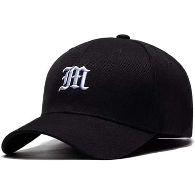 Casquettes de Baseball Broderie Lettre M Mode Printemps et Automne Extérieur Réglable Casquettes Décontractées Chapeau Anti-Soleil black