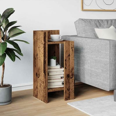 vidaXL - Bijzettafeltje - met - plank - 25,5x27x60 - cm - oud - houtkleurig