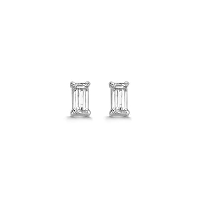 New Bling 9NBG-0639 Witgouden Oorknopjes met zirkonia Baquette - Rechthoek 5x2,5mm - 14 karaat - Witgoud
