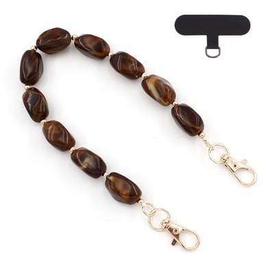 Telefoonkoord - Kralen Bruin | Lengte 32 cm | Acryl/Bijoux | Fashion Favorite