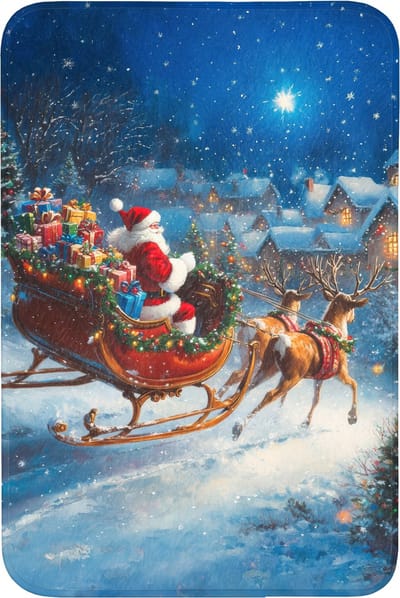 Badmat 60x90 cm - Antislip - Kerstman - Rendier - Kerst - Sneeuw - Badmatten voor badkamer - Badkamermat - Douchemat - Badkamer mat