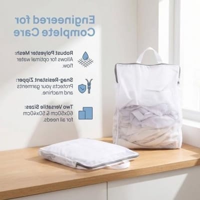 Herbruikbare waszakken van net, 60 x 50 cm en 50 x 40 cm, voor delicate was, met ritssluiting en duurzame bescherming voor kleding, ondergoed en panty's