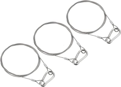 3 Stuks 1M RVS Veiligheidskabel, 1.5mm Flexibele Draad met Dubbele Lussen en Haak voor Verlichting, Bagage en Buitenactiviteiten