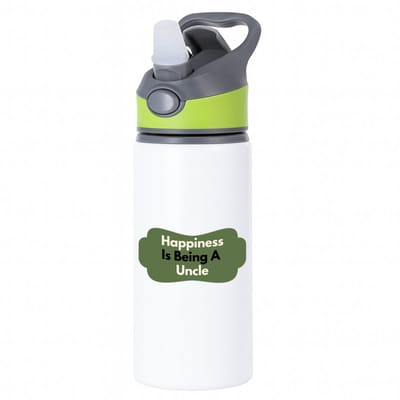 Hacebo® - happiness is being a uncle waterfles met rietje groen - Oom - de liefste oom - verjaardag - cadeautje voor oom - oom artikelen - kado - geschenk - water fles - 650ML