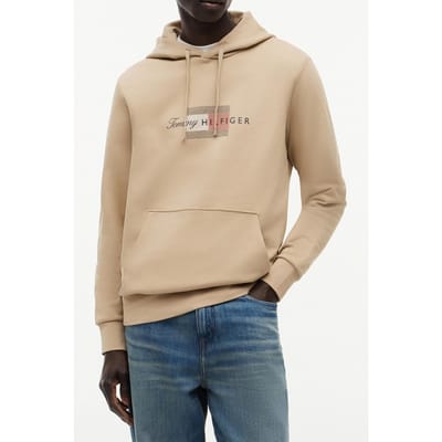 Tommy Hilfiger Script Flag Hoodie Batique Khaki Taglia: XXL | Felpe con cappuccio Outlet | Uomo | Marrone