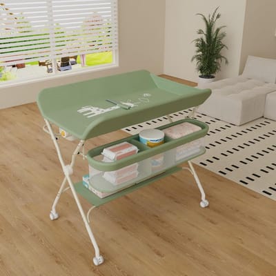 Luiertafel - Aankleedstation - Babyverzorging - Opvouwbaar en mobiel - 75 x 68 x 91 cm - Groen