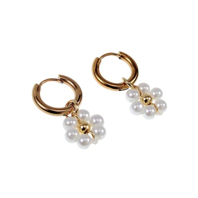 ∅15mm Oorringen Dames - Kristalparel - Verguld RVS - Oorbellen met Bloem Hanger