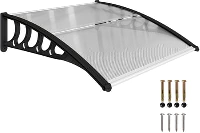 Deurluifel voor Voordeur 103x96,5x27 cm – Buitenluifel met UV-Bescherming – Zwart