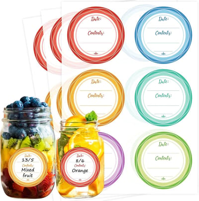 Waterdichte datumetiketten - Verwijderbare waterdichte stickers - Ronde beschrijfbare etiketten - Geschikt voor jam, gelei, kruiden, voorbereiding en voorraadkastorganisatie - 4 cm - 180 etiketten
