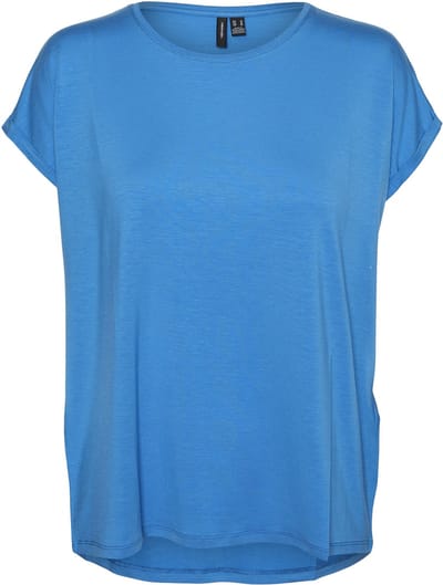 Vero Moda T-shirt Vmava Plain Ss Top Ga Jrs Noos 10284468 Ibiza Blue Dames Maat - M