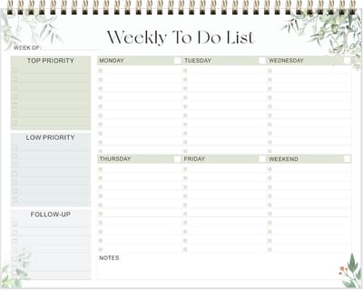Wekelijkse Takenlijst Notitieblok - 52 Ongedateerde Planner Vellen (20,5x28cm) | Agenda Bureau School Werk