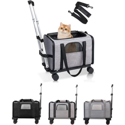 Huisdier Trolleytas Afneembare Rolbare Drager voor Kleine Honden Katten Draagbare Huisdier Reiskoffer met Telescopisch Handvat en Schouderband