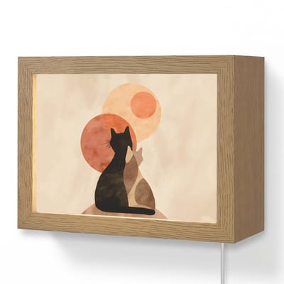 Wandlamp 20x15 cm - Oplaadbaar - Katten - Zwart - Abstract - Cirkels - Wandlampen binnen woonkamer - Slaapkamer lamp met kabel - Decoratieve nachtlamp - Vloerlamp snoer