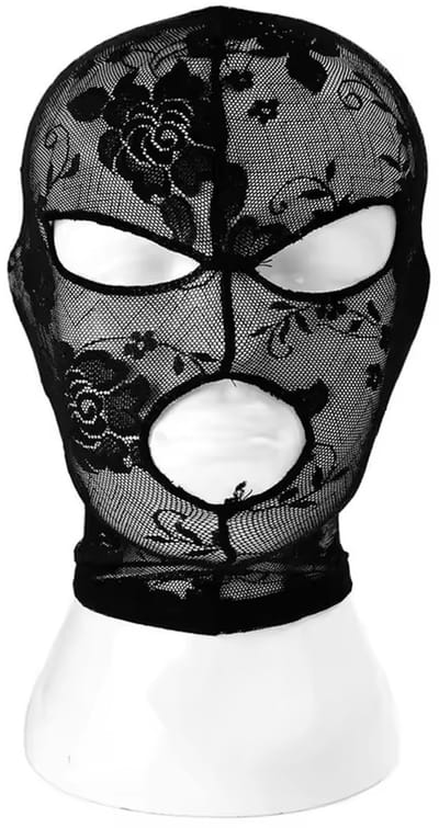 Dames BDSM Masker - Bivakmuts - Doorschijnend - Bloemen - Zwart - Erotisch
