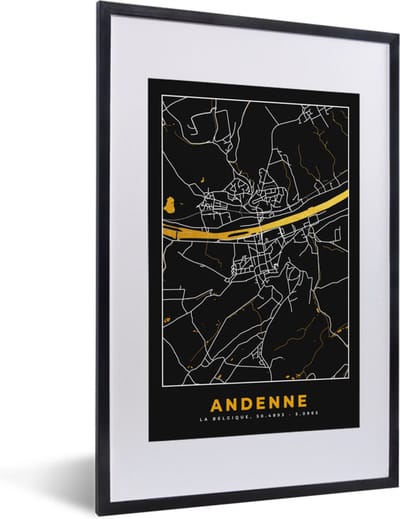 Fotolijst incl. Poster - Kaart - Gold - Ardenne - Plattegrond - Stadskaart - 40x60 cm - Posterlijst