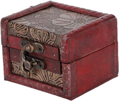 Houten Sieradenbox met Deksel, Mini Vintage Opbergdoos voor Ringen en Oorbellen, Handgemaakt Sieradenopslag en Presentatie Box