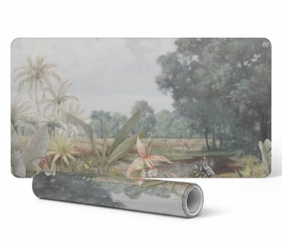 Duurzame antislip bureauonderlegger met tropisch landschap, 90x45 cm