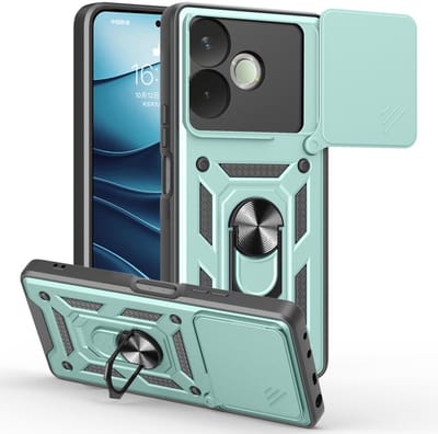 Coverup Hoesje - Geschikt voor OPPO A5 Pro 5G Hoesje - Coverup Armor Ring Kickstand Back Cover met Camera Shield - Groen