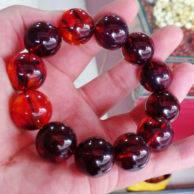 Echte Mexicaanse Bloed Amber Armband Mannen Vrouwen Genezende Sieraden Rode Ambers Edelsteen Kralen Elastische Kralen Armbanden Geluksamulet Geschenken brown