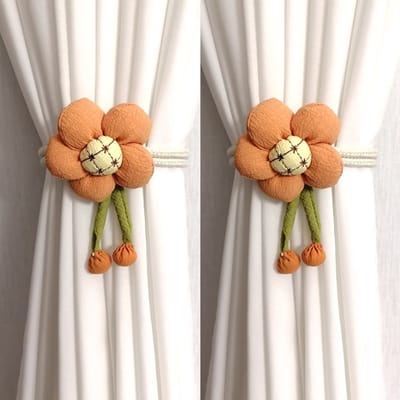 2-pack gordijn strikken met bloemenmotief, handgebreide gordijnhouders voor kantoor- en woondecoratie