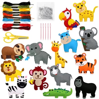 Kit d'Animaux à Fabriquer Soi-même pour Enfants Jouets Éducatifs Idéal Pour les Enfants Travail Manuel Créatif Arts Artisanat Jouets Montessori Cadeau Couture Feutre