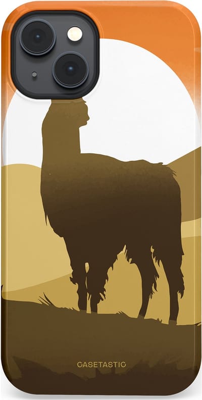 Casetastic Hoesje Geschikt voor Apple iPhone 14 Plus Magsafe - Stijlvolle Beschermende Duo-layer Case - Silhouet Alpaca