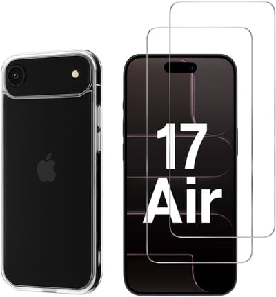 Hoesje Ultraslank geschikt voor iPhone 17 Air backcover siliconen Transparant en 2 stuks ScreenProtector Gehard Glas