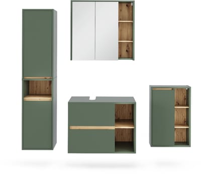 Vicco Badkamermeubelset Viola, Groen/Artisanaal eiken, 4-delig