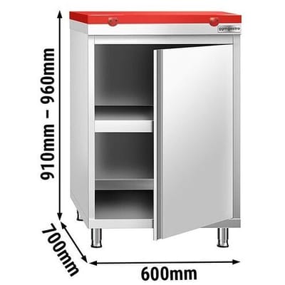GGM Gastro Edelstahl Arbeitsschrank PREMIUM - 600x700mm - mit Flügeltür - inkl. Schneideplatte Rot