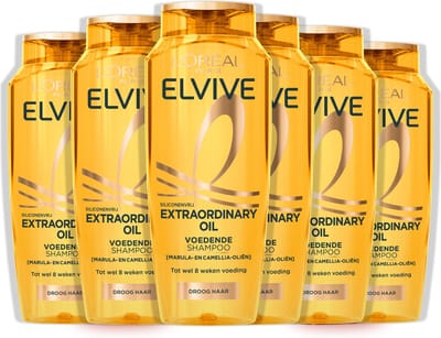 L’OrL’Oréal Paris Elvive Extraordinary Oil Shampoo - Haarverzorging voor droog haar - Met marula- en camelia-olie - Shampoo Voordeelverpakking - 6x 250 ml