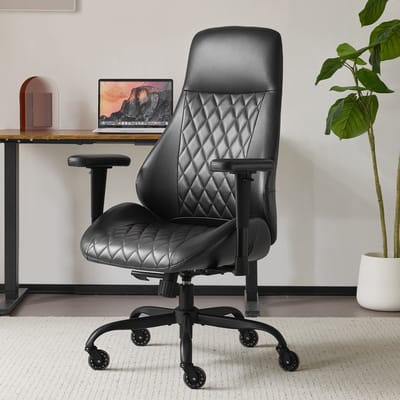 Ergonomische Bureaustoel - Zwarte Kantoorstoel - Bureaustoel Met Hoge Rugleuning - Verstelbare Zithoogte - Binnenvering - Kantoor - 50x50x117cm - Zwart