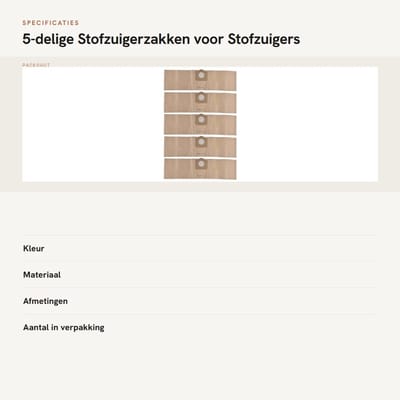 Dailygoods- Stofzuigeraccessoire 5-delig - Stofzak voor Kärcher 6.959-130.0 - Eenvoudig te installeren - Verbetert reinigingsefficiëntie - Vermindert allergenen - Geschikt voor dagelijks onderhoud