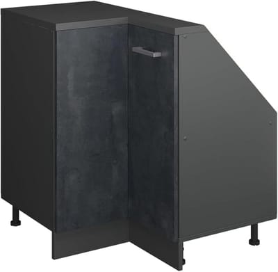 Hoekkast voor schuine daken, zwart beton, 75.7 cm met 1 deur