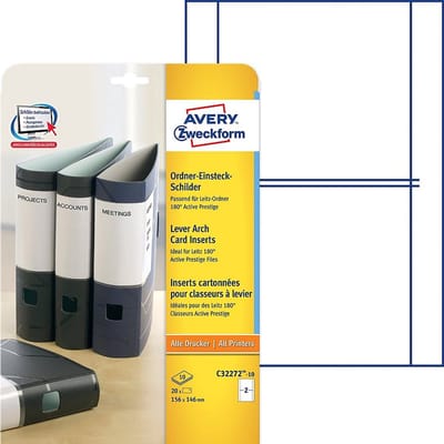 Avery Zweckform Etiketten voor inlegvellen 156x146mm voor Leitz 180Â° Active Prestige