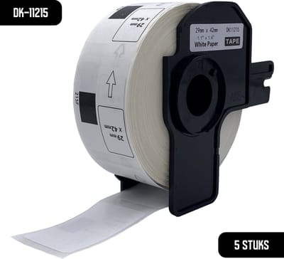 DULA Brother DK kompatible Etiketten, DK-11215 11215, 29 mm x 42 mm, Weiß, Permanent, 5 Rollen, 700 Etiketten pro Rolle