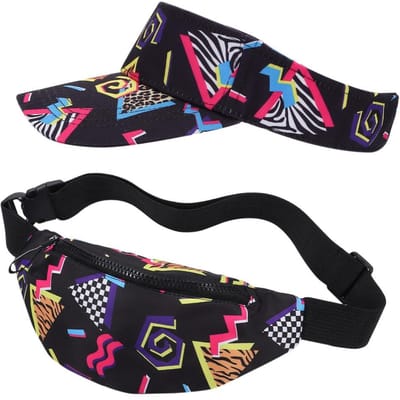 Nouveau Sac Banane Coloré Années 80 90 Coton Doux Tenue Années 80 Casquette Visière Soleil Confortable Accessoires Années 90 Pour Hommes Femmes
