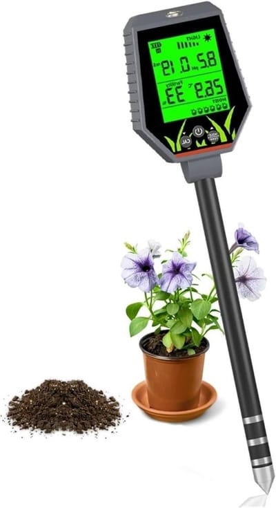 Bodemtester Digitaal - PH EC Meter - Planten Verzorgen - 6-in-1 Functies - Niet Van Toepassing - Grijs