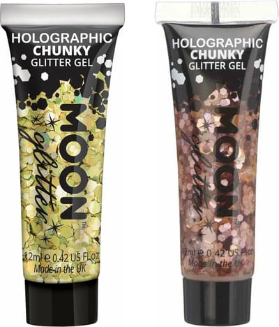 Moon Creations Chunky Glittergel set - voor lichaam en gezicht - goud/rose goud