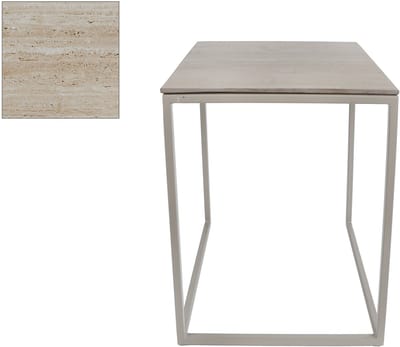 Van Manen bijzettafel natuursteen en metaal 34x34x42cm design.