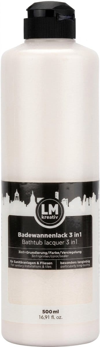 LM-Kreativ 3 in 1 2K tegelverf en badkuiplak - oud wit - zijdeglans - 500 ml